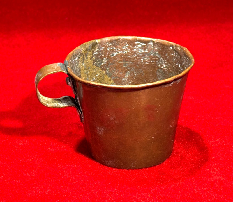 RARE REVOLUTIONARY WAR ERA SOLDIER'S COPPER DRINKING CUP / DOVETAILED SEAM