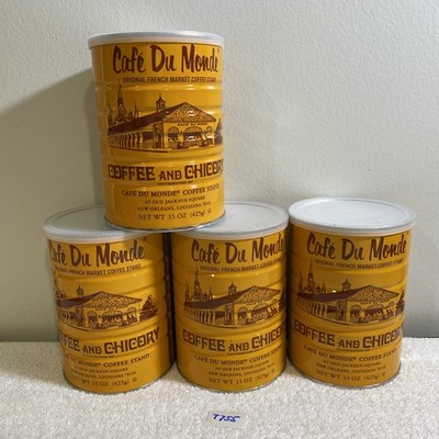 Lot Of 4 Cans Cafe Du Monde Coffee and Chickory, 15 Ounce Each, (T755) 6/01/2027
