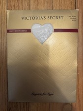 Vintage Victoria s Secret Pure White Silky Sheer Stockings Size Medium Brand New
