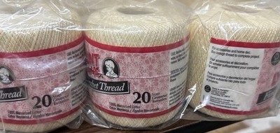 Aunt Lydia s  100% Cotton Crochet Thread Cream 400yds 3 Balls