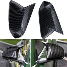 Carbon Fiber Print Side Mirror Horn Caps Cover W/signal Light Fits 15-25 Mustang