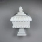 Vintage Westmoreland Wedding Cake Box Milk Glass Square Pedestal 8” Lidded Dish