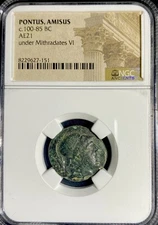 Mithradates VI 100BC-85BC NGC Certified Greek Coin Ancient Pontus Amisus Sword