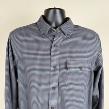 Orvis Spencer Houndstooth Pure Cotton Long-Sleeve Shirt Men's Medium Gray Blue