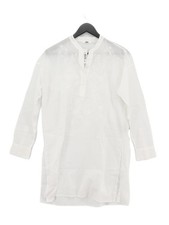 Uniqlo Women's Top XS White 100% Polyester Long Sleeve V-Neck Tunic