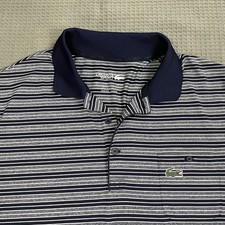 Lacoste Sport Golf Polo Short FR 7 / US XXL Men  s Navy Gray Stripe Athletic