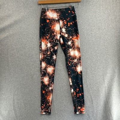 Sweaty Betty Leggings Orange Firework Print Activewear Stretch Womens Size XXS