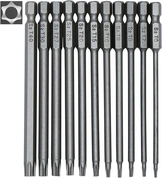 Torx Bit Set 11 StüCk 100Mm Magnetisch T6-T40 FüR Elektro-Schraubendreher-image