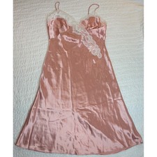 Vtg Victoria's Secret Gold Label Pink Lace Slip Dress Nightgown 90s Med Chemise
