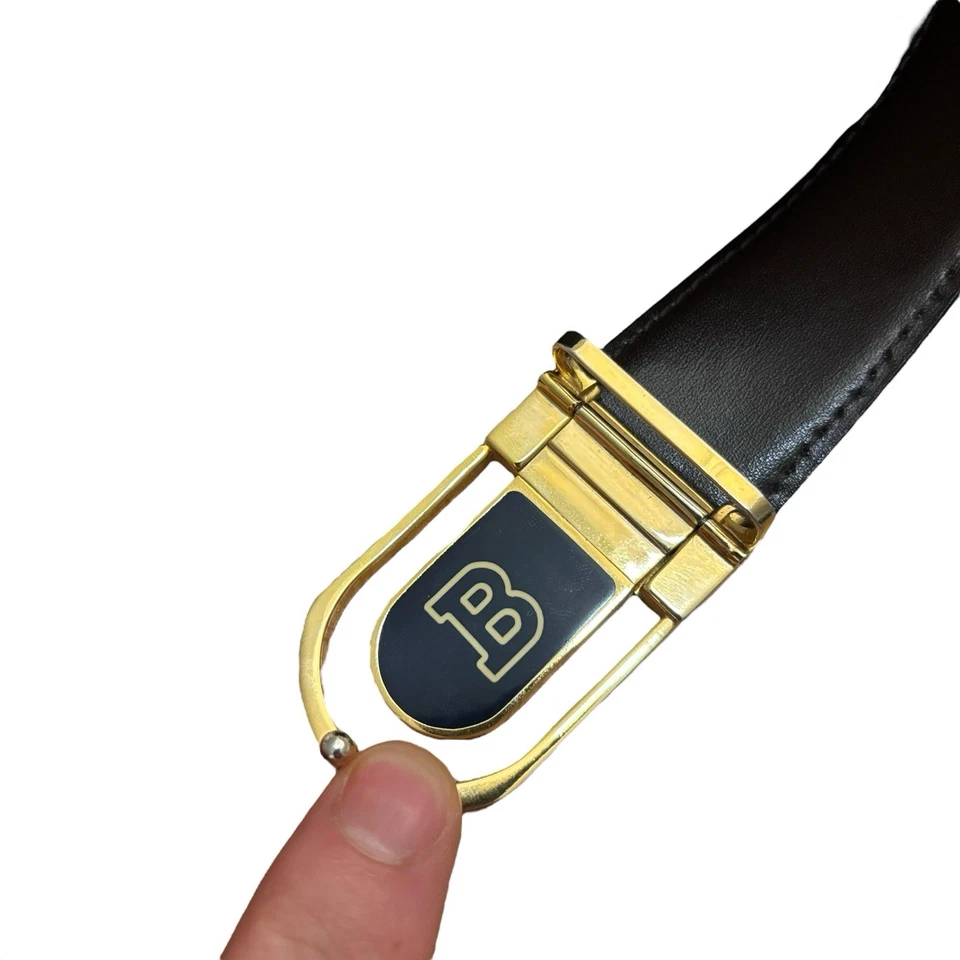 Bally - Black Gold Leather Hardware Belt Reversible Buckle - Image 3 of 4