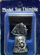 Vintage Model Top Pewter Thimble Made in Gt. Britain Sailing Ship Sealed