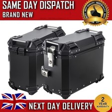 Motorcycle Pannier Box Side Saddle Bag Luggage Case 38L+38L Aluminum Alloy black