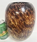 Murano VTG Handblown Art Glass Leopard Pattern + Gold Adventurine  9” Vase