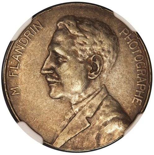 1900s Morocco Marcellin Flandrin Photographer 5 Mars Silver Medal - NGC AU 58