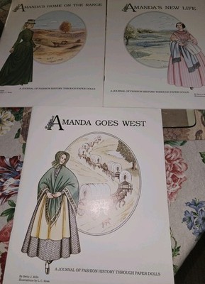 Amanda Goes West/New Life/Home On The Range Lot of 3 Uncut Paper Doll Books 