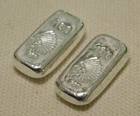 LOT OF 2 Poured Silver Bars Indian 10 Gram .999 Fine