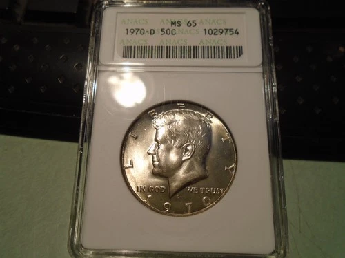1970 D Silver Kennedy Half Dollar anacs MS65