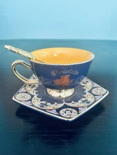 Harry Potter Chocolate Frog Cup and Saucer  Set With Golden Frog Spoon