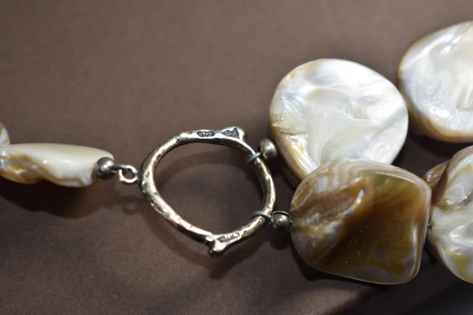 Collar Silpada N1825 Madreperla Iridiscente Plata de Ley Círculo  Foto 3 de 4