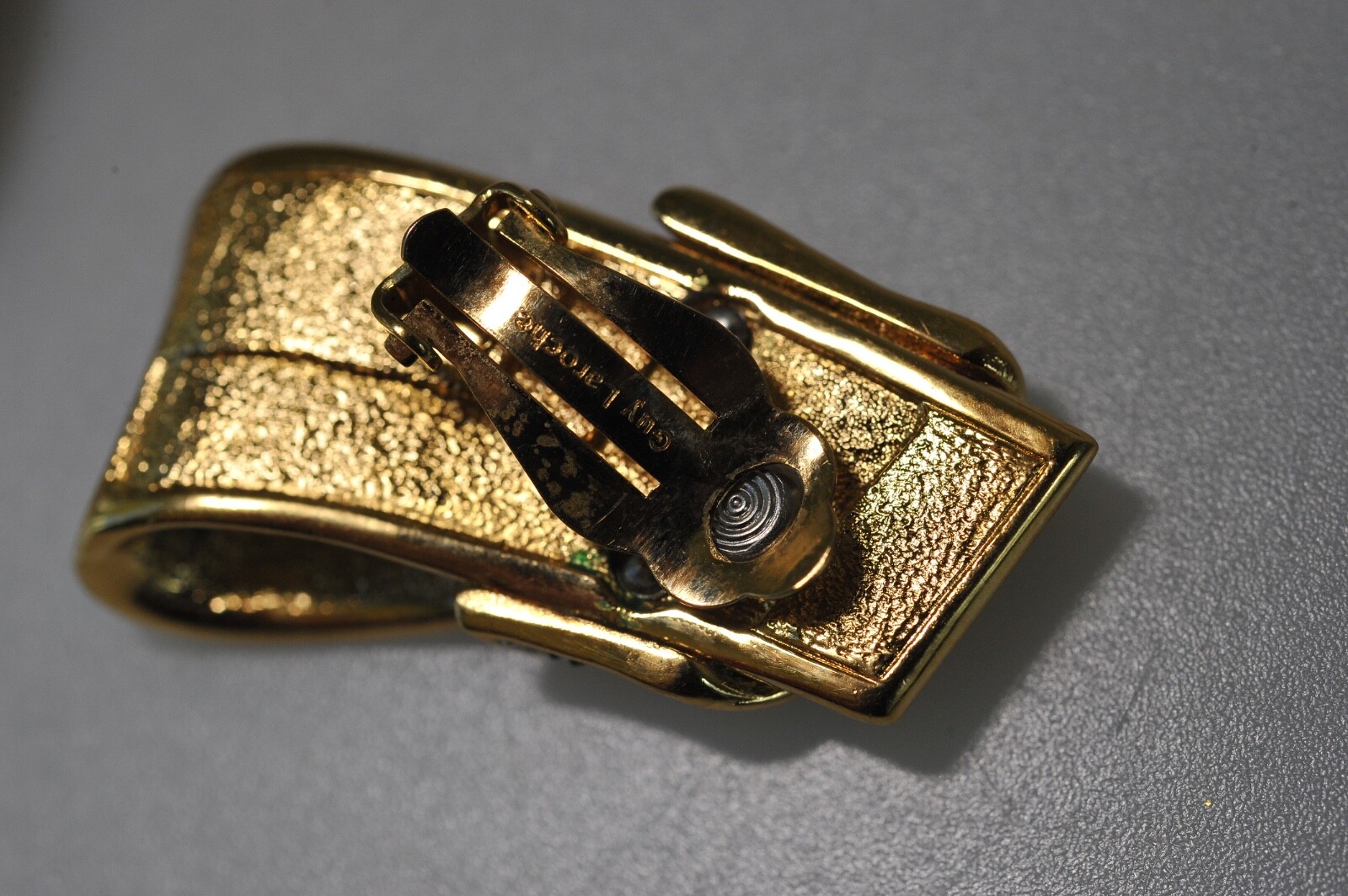 VTG GUY LAROCHE Paris Pave Rhinestone signed  LARGE clip earring bling  N11