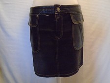 BEBE Women's Black Denim Leather Mini Skirt Size 29