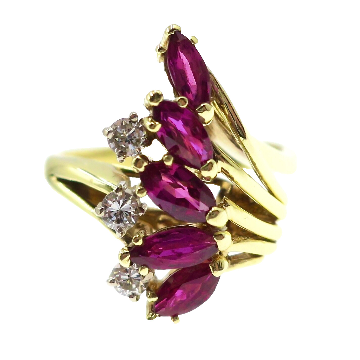 Classic 14k Solid Yellow Natural Ruby and Diamond… - image 4