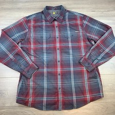 Eddie Bauer Travex Flannel Long Sleeve Button Up Shirt Men  s XL Red Blue Plaid