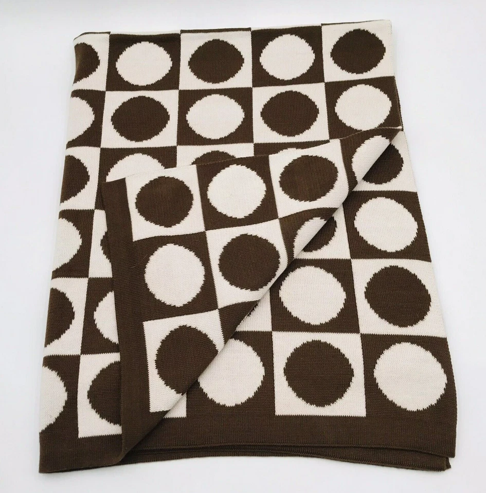 Cobertor de bebê Dwell Studio círculo quadrado marrom malha branca - Imagem 2 de 4