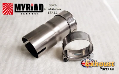 EXHAUST PARTS UK Exhaust Reducer Stainless Steel - Sleeve Joiner + T Clamps - Repair Tube Section