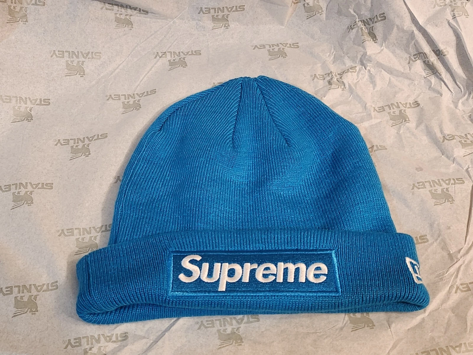 Bonnet Supreme New Era Box Logo Taille Unique Fw23 Bleu