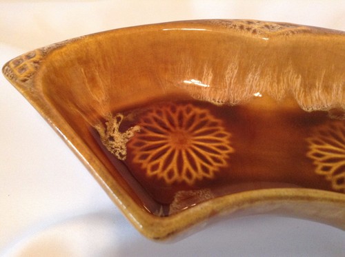 Wade of California Side Dish Caramel Brown Drip Flower Abstract Calif MCM Retro - Picture 5 of 9