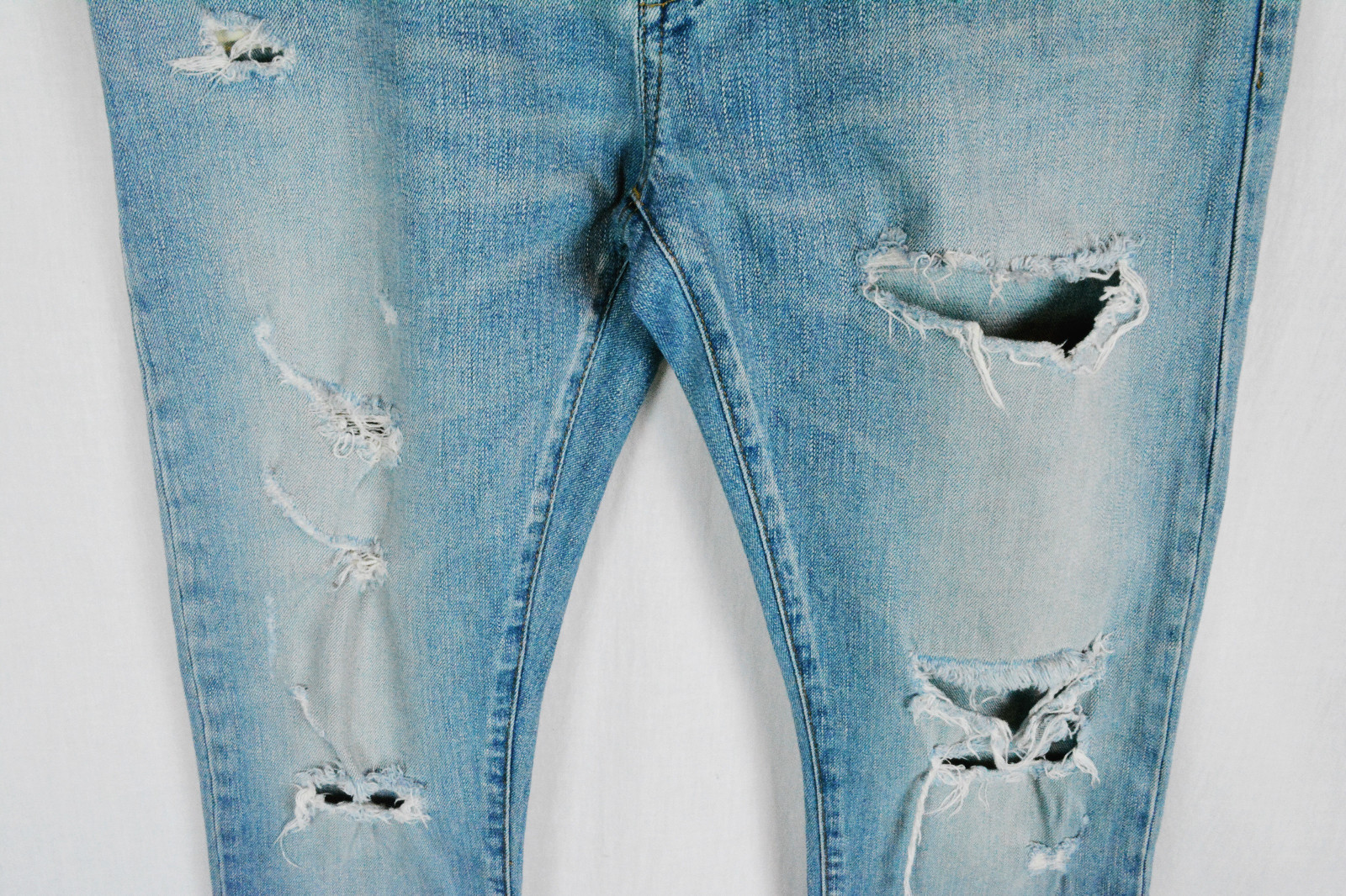 Jeans SAINT LAURENT PARIS D02 SK LW blu skinny 31 32 33 denim trash distrutto