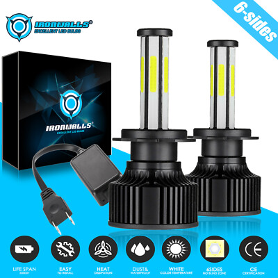 2x H7 LED Headlight Bulbs Kit High / Low Beam Super Bright 1000000LM 6500K White
