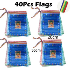 40Pc Tibetan Buddhist Prayer Flags Outdoor Meditation Five Elements 11x14 Inches