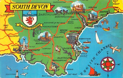 MAP POSTCARD SOUTH DEVON GOOD PLUS VERY GOOD