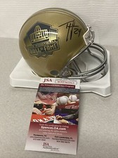 TY LAW Signed Auto Gold HOF Mini Helmet COA JSA Jets New England Patriots NFL