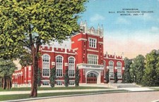 MUNCIE, IN Indiana  GYMNASIUM~Ball State Teachers College c1940's Linen Postcard