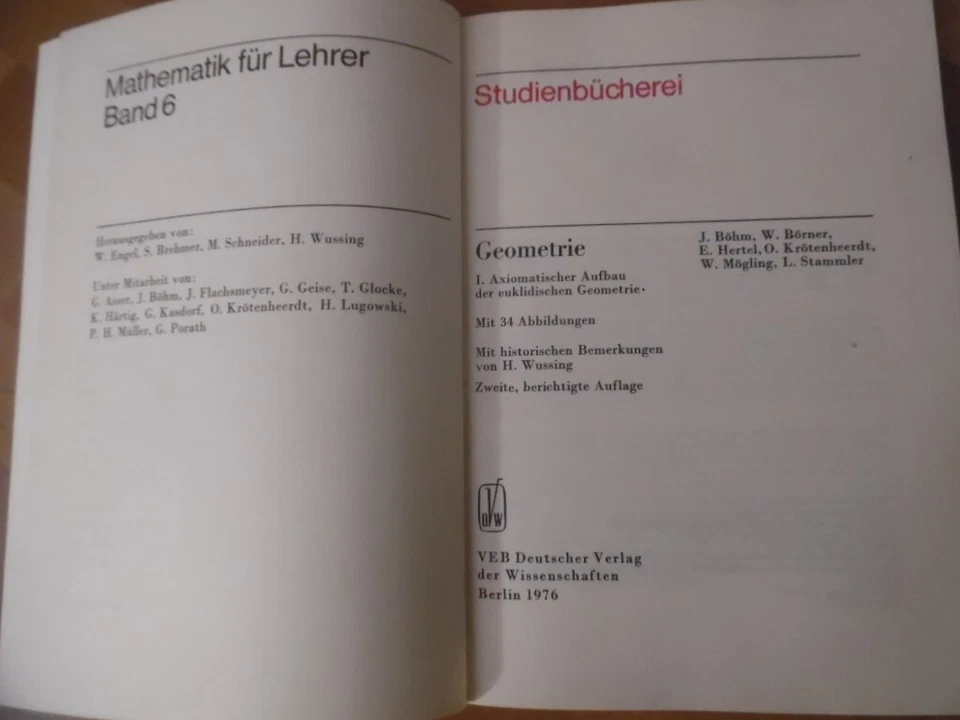 GEOMETRIE --- Mathematik für Lehrer Studienbücherei Ausgabe 1976 DDR-Schulbuch - Bild 2 von 4