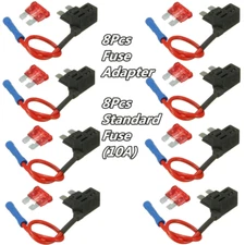 8Sets Standard ATO ATC Auto Car Blade Fuse Holder Add-A-Circuit Fuse TAP Adapter