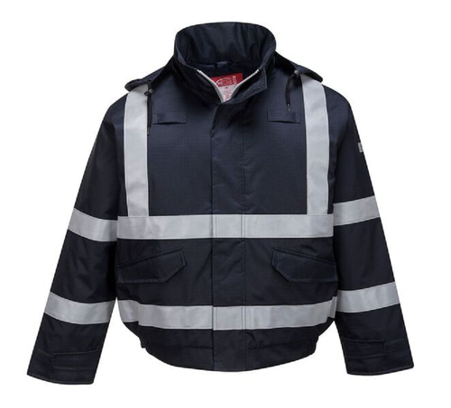 BIZ FLAME RAIN FR INSULATED BOMBER JACKET NAVY SIZES S-6XL S783 2" FR REF TAPE * - Picture 2 of 3
