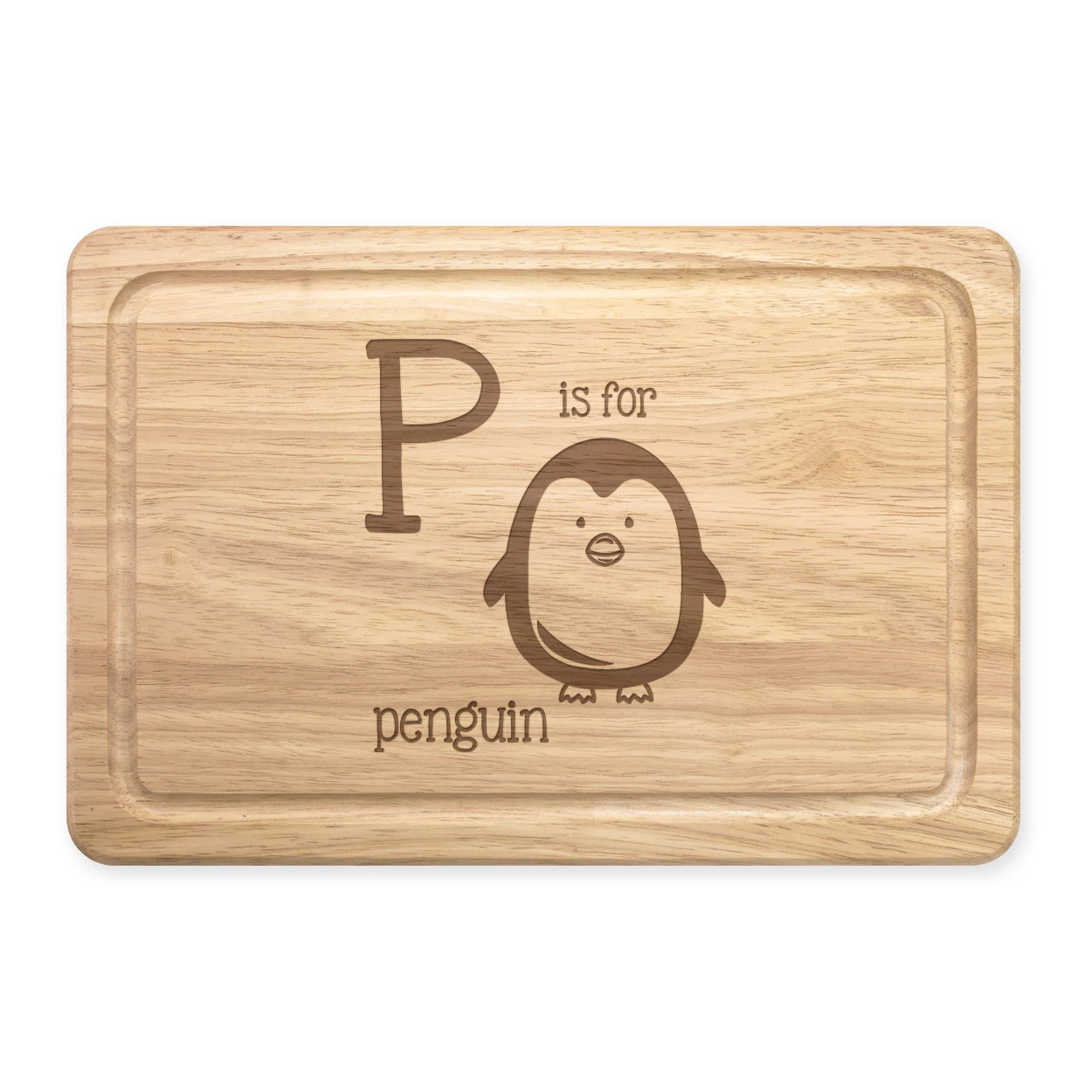 Letter P Is For Penguin Rectangular Wooden Chopping Board - Funny Alphabet