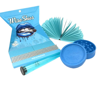 Blau Rollpapier Konvolut Paket Rolling Tips Tray Kegelhalter Schleifer