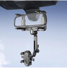 Large RearView Mirror Phone Holder For Car 360Degrees Rotatable Retractable
