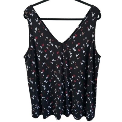 Torrid Plus Sz 3 Chevron Arrow Black V-Neck & Back Tank Top Blouse