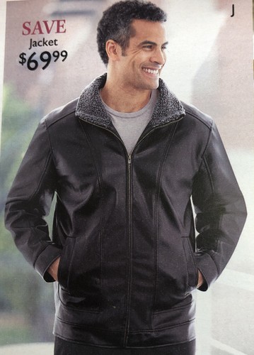Faux Leather Jacket With Sherpa Trim 
