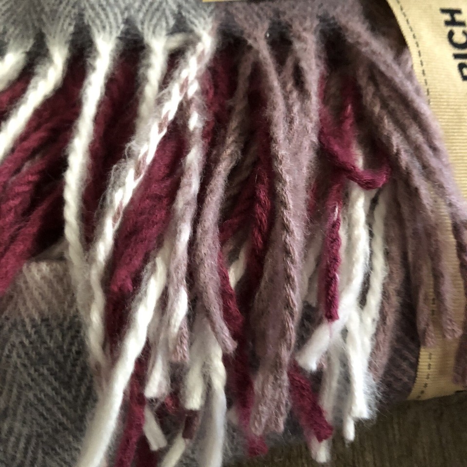 Woolrich Fringe Boanket Wrap Shawl Ruana Poncho Kimono Gray Purple ...