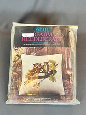 NOS Avon 1973 Owl Mates Creative Needlecraft Crewel Embroidery Pillow Kit 16x32