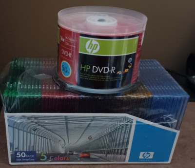 HP DVD-R 16x 4.7GB 120 MIN DVD Media Disc 50 Pack  Recordable/50 Jewel Cases