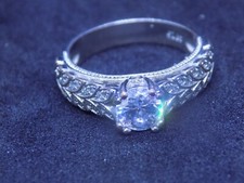 Vintage Style 1 Ct White Round CZ Engagement Ring 925 Sterling Silver 291