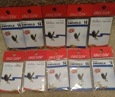 10- 8 piece packs eagle claw barrel swivel assortment size 14 NEW 